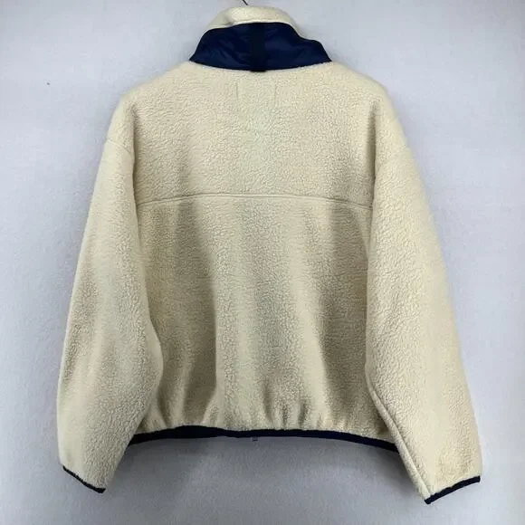 RALPH LAUREN Fleece Womens L RLX Ripstop Trim Full Zip Funnel Neck Off White